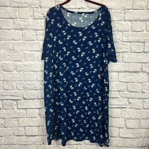 Flora Nikrooz Womens Averie Floral Print Sleep Shirt Nightgown, Navy, 2X